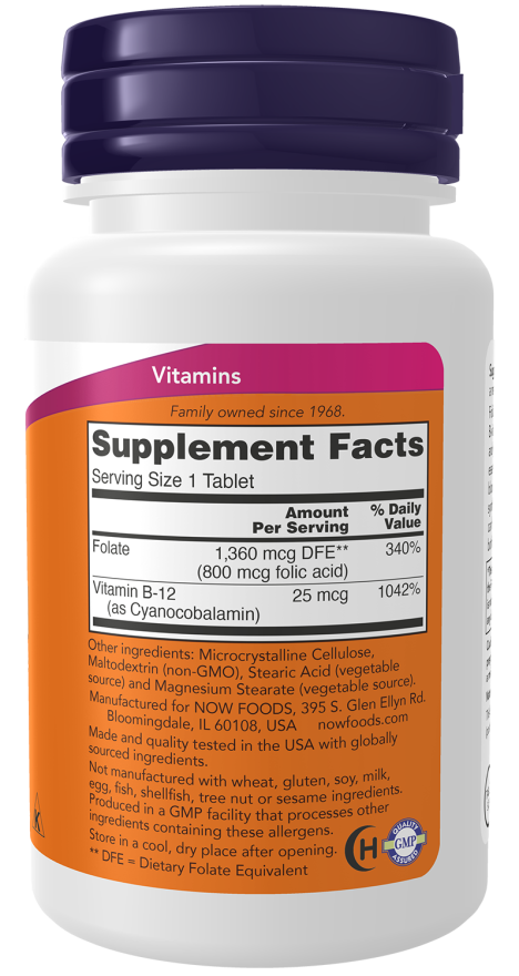 Folic Acid 800 mcg with Vitamin B-12 Tablets
