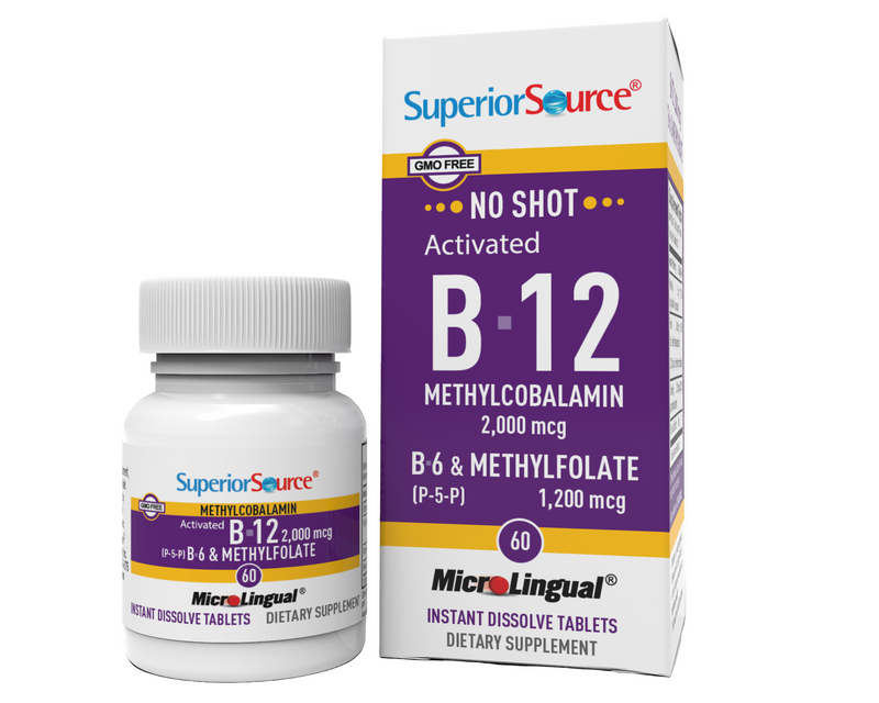 NO SHOT Methylcobalamin Activated B-12 2,000 mcg / B-6 (P-5-P) & Methylfolate 1,200 mcg