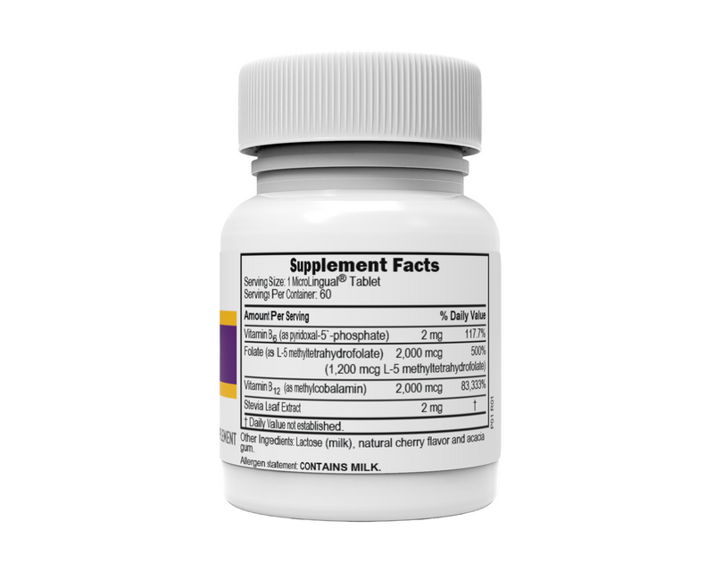 NO SHOT Methylcobalamin Activated B-12 2,000 mcg / B-6 (P-5-P) & Methylfolate 1,200 mcg