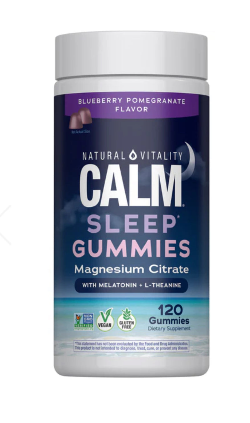 CALM Sleep with Melatonin Gummies Blueberry-Pomegranate Flavor, 120 Tasty Gummies