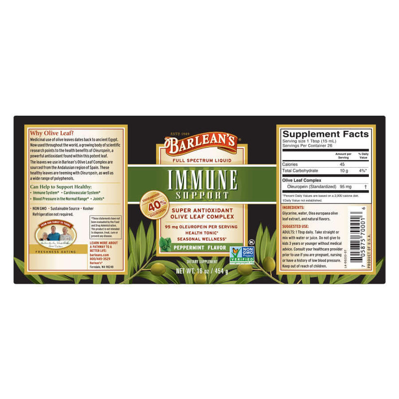 Immune Support - Peppermint
Olive Leaf Complex 16 oz