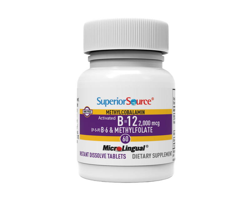 NO SHOT Methylcobalamin Activated B-12 2,000 mcg / B-6 (P-5-P) & Methylfolate 1,200 mcg