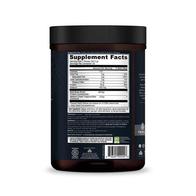 Bone Broth Protein Salted Caramel 20 grams per serving