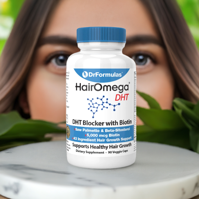 DrFormulas DHT Blocker for Men and Women | HairOmega Advanced Hair Growth Supplements, 45 Day Supply