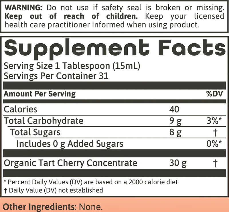 Tart Cherry Ultra 5X certified organic glass 16 oz