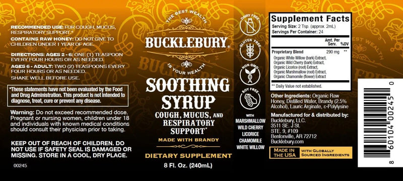 Bucklebury Soothing Syrup 8 oz.