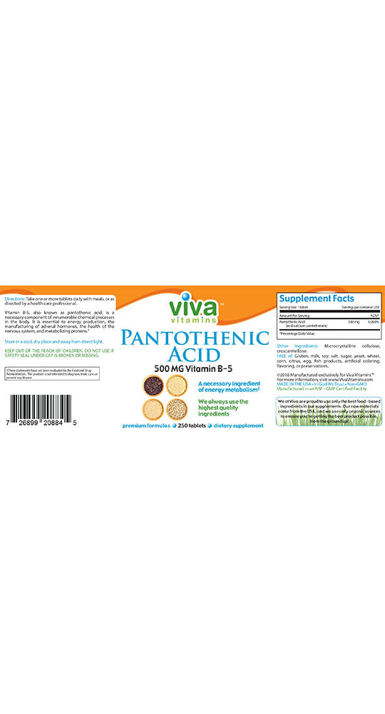 Pantothenic Acid 500 mg