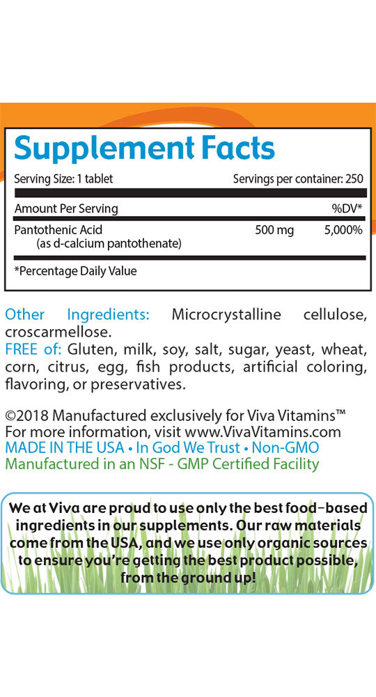 Pantothenic Acid 500 mg